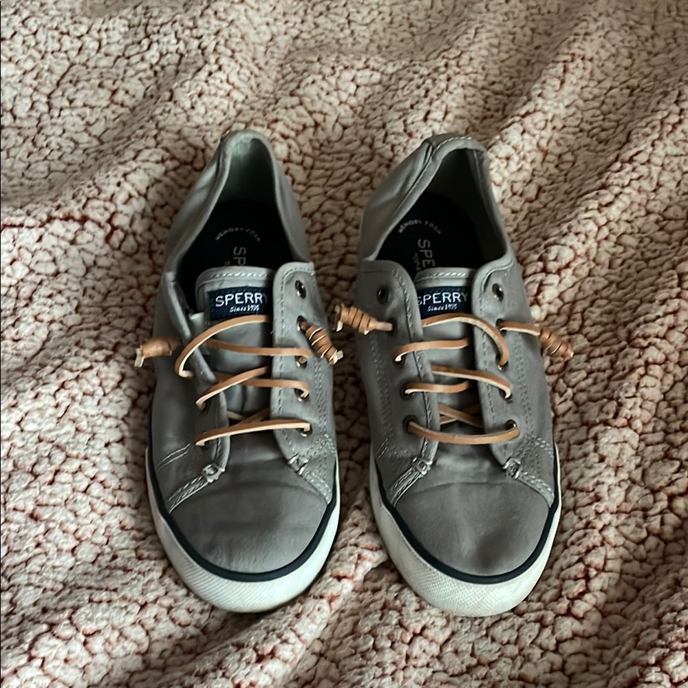 Sperry Gray Sneakers with Tan Laces
